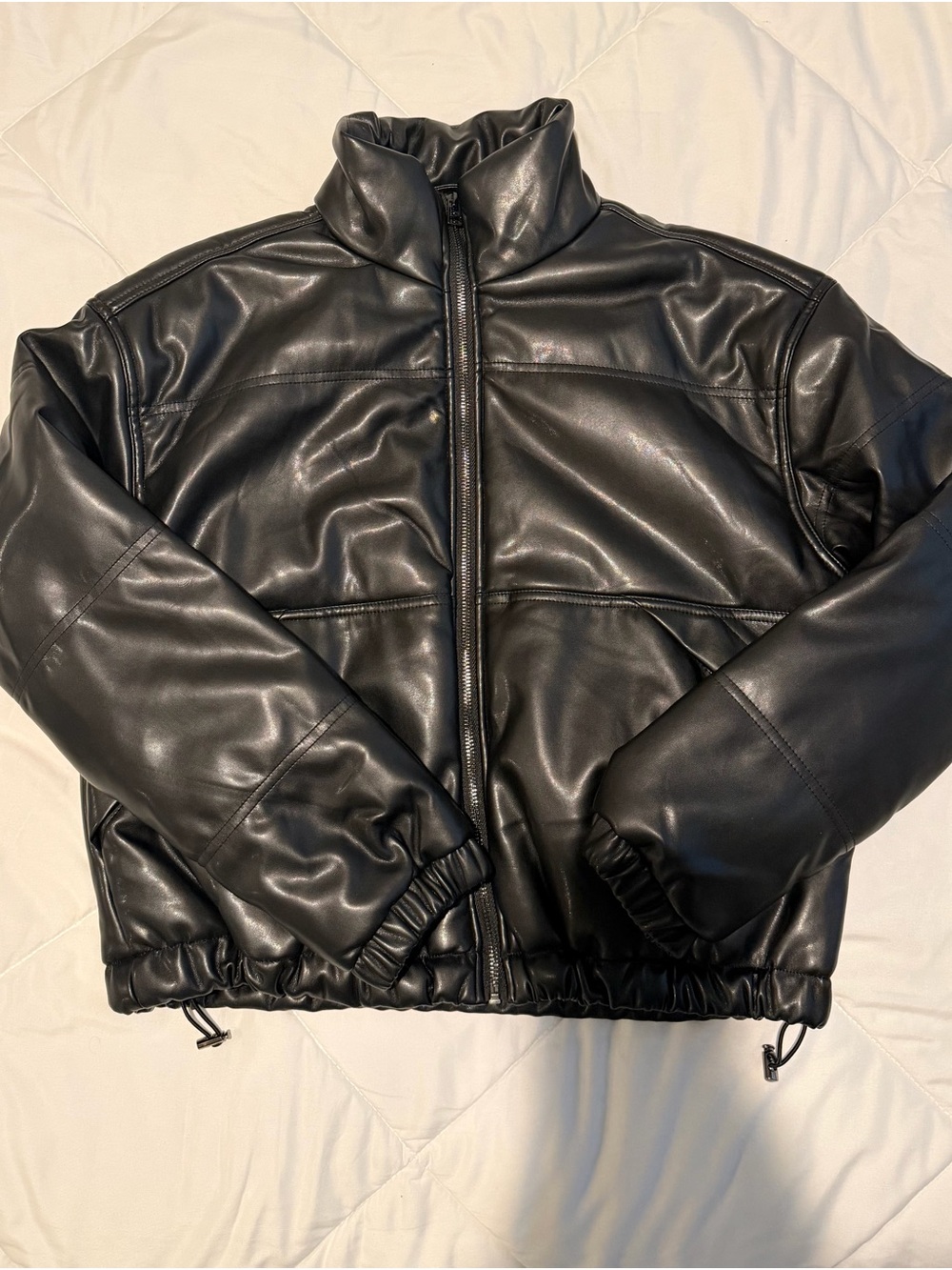 Ashley By 26 International Black Faux Leather Puffer Jacket